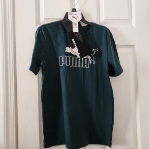Puma Dark Green Kids Short Sleeve Tee